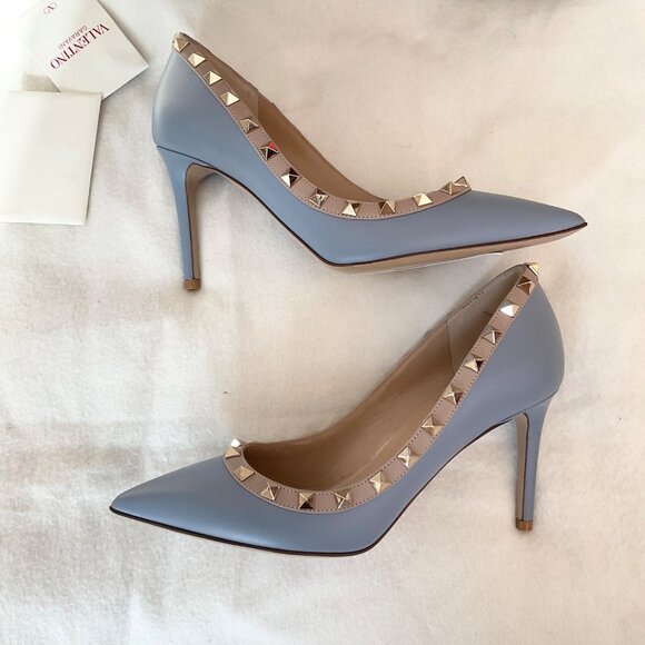 NWT Valentino Garavani Blue Niagara high heels pumps rockstud EU37 US6.5 - Picture 2 of 12